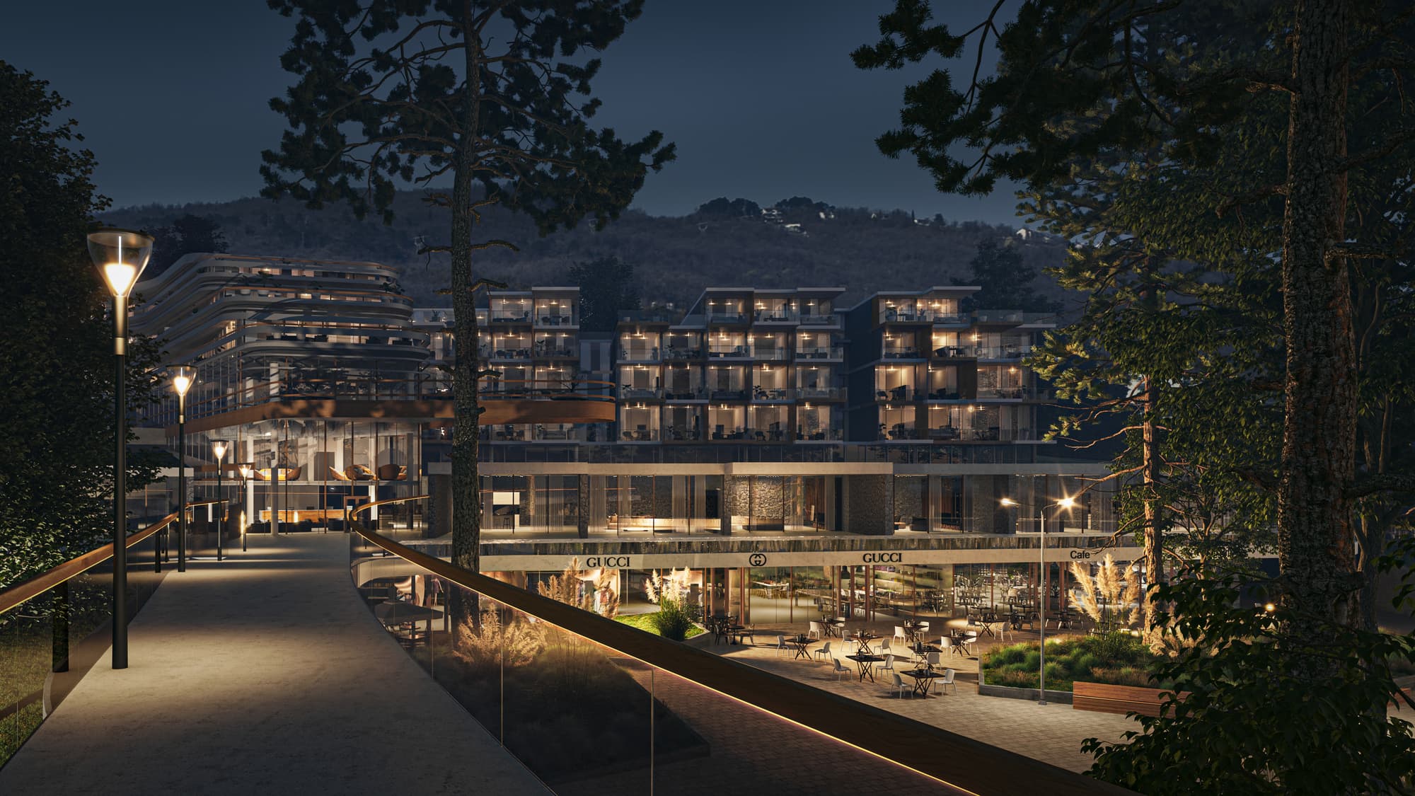 The completed Marriott Ičići complex at dusk